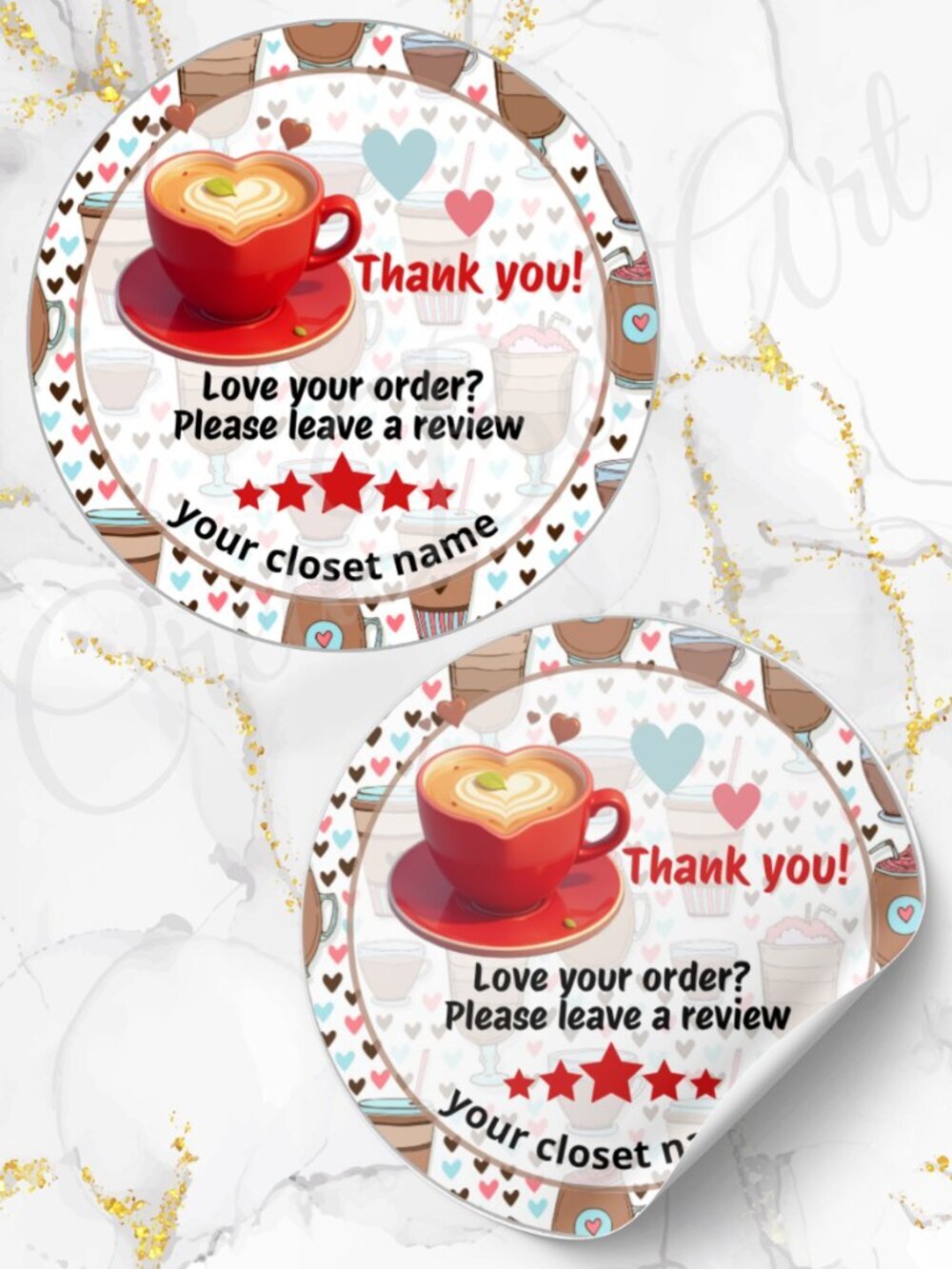 60 Pack Stickers with Personalization Coffe Stickers 2 inch Glossy
